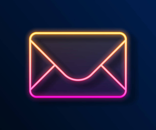 Glowing neon line Mail and e-mail icon isolated on black background. Envelope symbol e-mail. Email message sign.  Vector - Vetor, Imagem