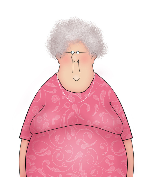Cartoon of a Happy Smiling Old Lady - Photo, Image