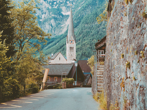 Stara kaplica w Hallstatt, Austria - Zdjęcie, obraz