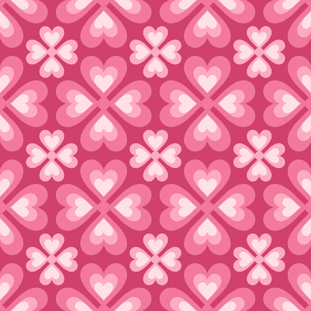 seamless pattern of stylized flowers and hearts - Vektori, kuva