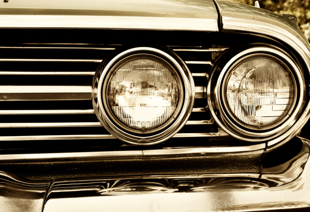 Close-up photo of retro car headlights - Photo, Image