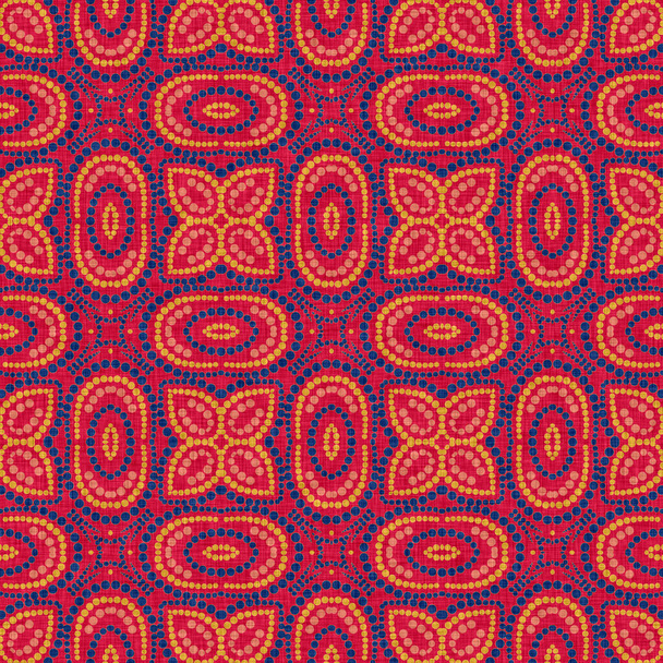 Versatile masculine red blue scarf print in kaleidoscopic floral ornamental style.Indian boho summer bandana seamless symmetrical pattern.  - Photo, image