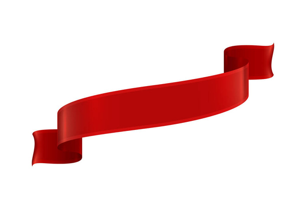 Rubans rouges composition réaliste avec image isolée colorée de forme de bobine festive sur fond blanc illustration vectorielle - Vecteur, image