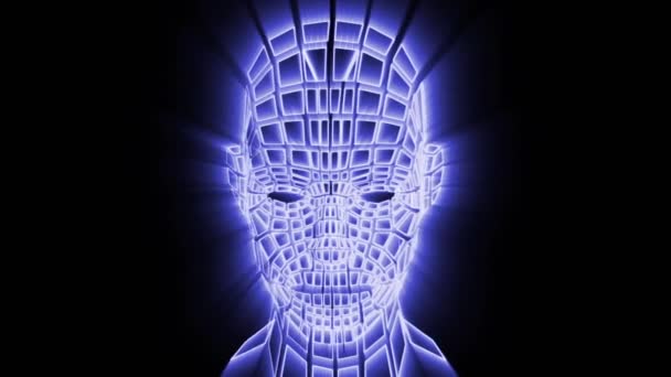 Tête de lumières de grille 3d. Fil de tête humain animation 3D. Vidéo de VJ Loop. 3d grille lumières tête humaine.  - Séquence, vidéo
