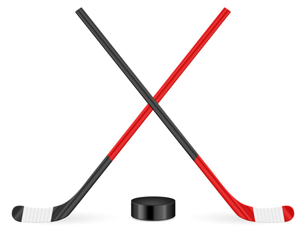 hockey stick and puck - Wektor, obraz