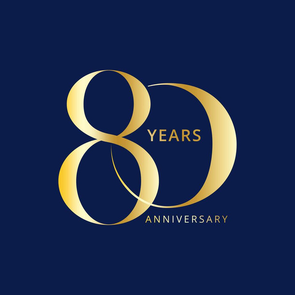 80 Rok výročí Logo, Zlatá barva, Vektorová šablona Design prvek k narozeninám, pozvání, svatba, jubilejní a blahopřání ilustrace. - Vektor, obrázek