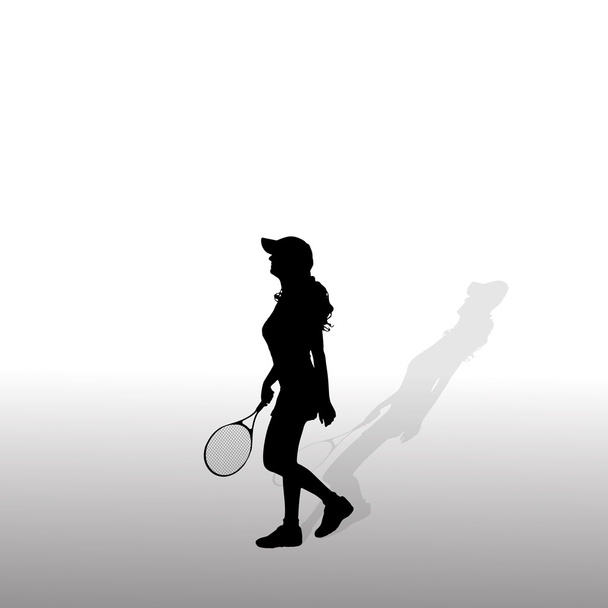 Tenis oynayan kadın. - Vektör, Görsel