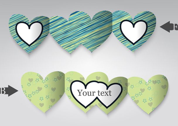 Template greeting card in the form of heart - Vector, Image