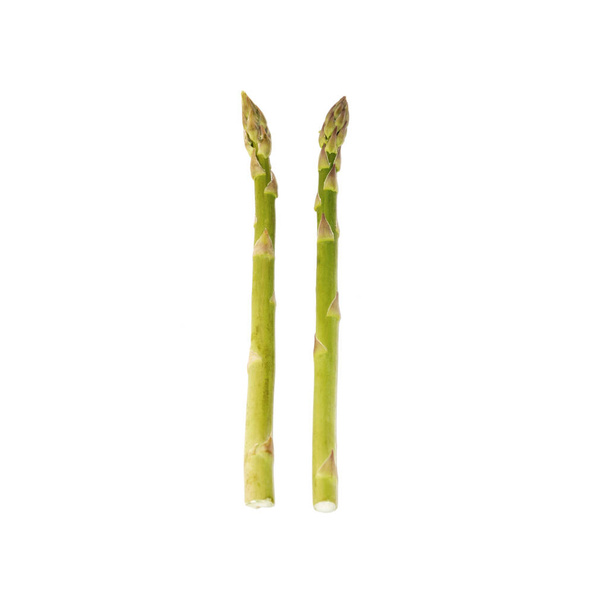 A closeup shot of two asparagus vegetables on an isolated white background - Фото, зображення