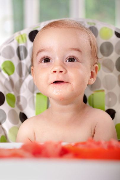 Beautiful baby eating watermelon - Zdjęcie, obraz