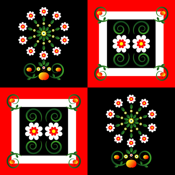 Pattern with flower on square background - Vektor, Bild