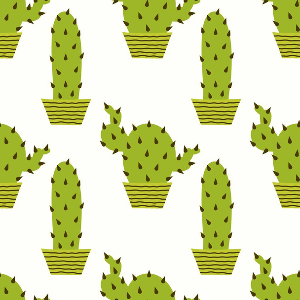 Summer floral seamless cartoon cactus pattern for fabrics and textiles and packaging and wrapping paper and kids. High quality photo - Фото, изображение