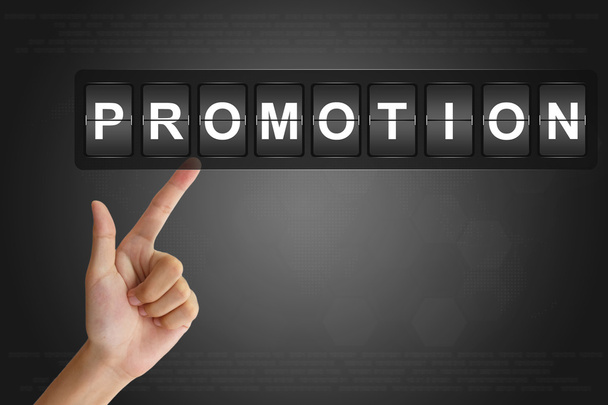 hand pushing promotion on Flip Board - Photo, Image