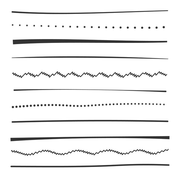 Lignes simples écrites à la main dans différents styles. - Vecteur, image