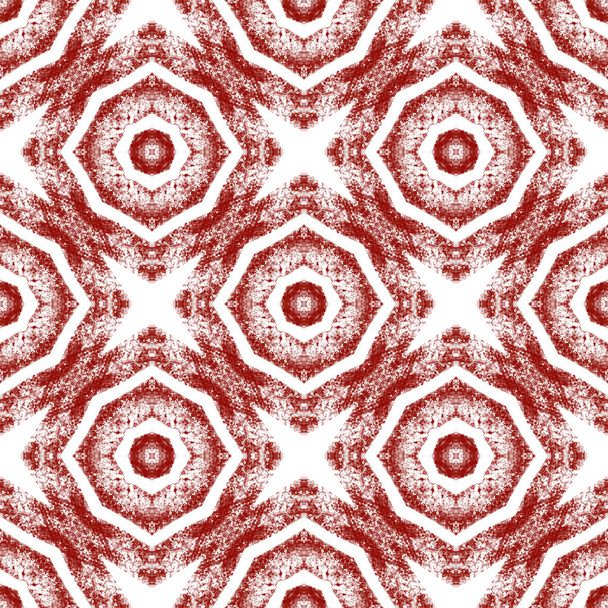 Arabesque hand drawn pattern. Wine red symmetrical kaleidoscope background. Oriental arabesque hand drawn design. Textile ready charming print, swimwear fabric, wallpaper, wrapping. - 写真・画像