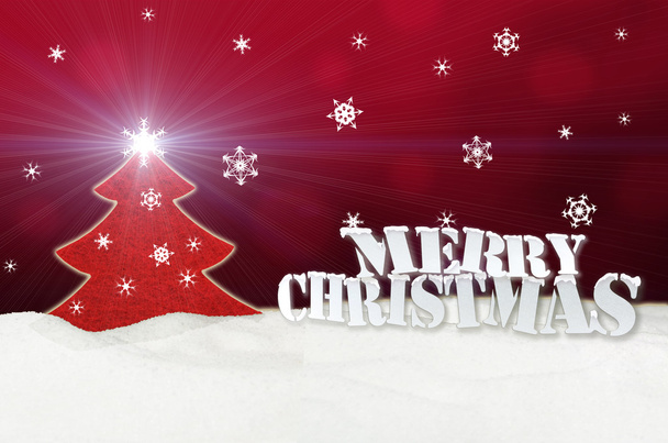 Boże Narodzenie tło - Boże Narodzenie drzewo czerwone - Snow - Wesołych Christm - Zdjęcie, obraz