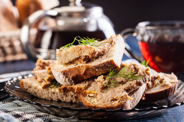 Slices of bread with baked pate - Photo, Image
