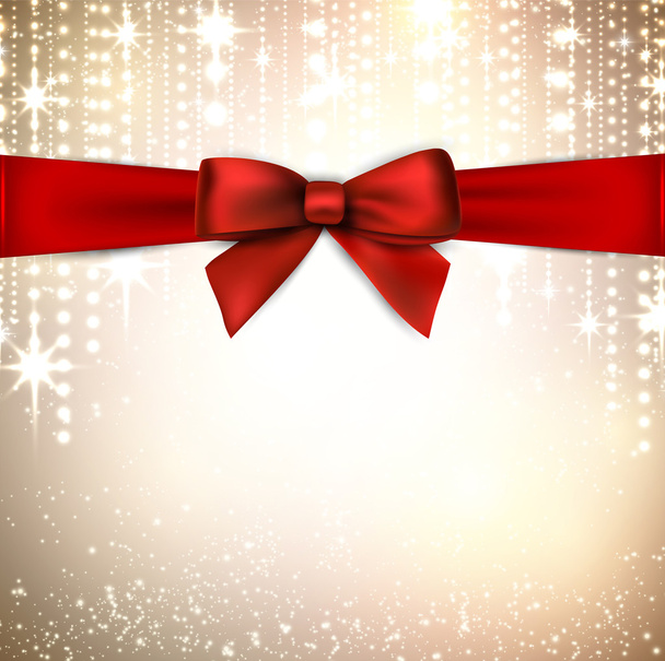 Christmas background with red bow. - Vector, Imagen