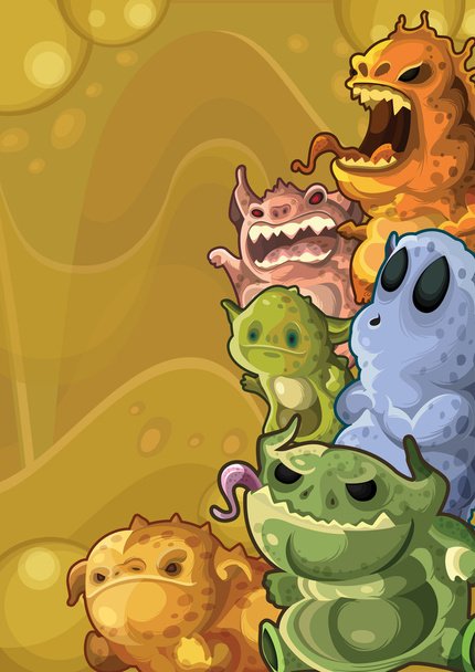 Cute monsters vertical background - Vector, Image