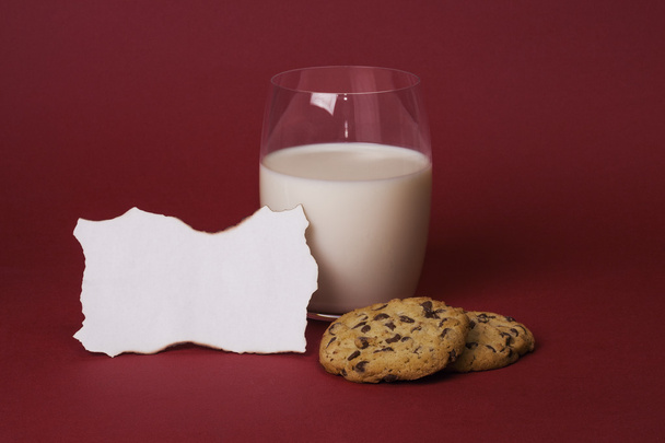 Blank Christmas note with milk and cookies - Foto, imagen