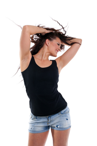 Woman dance with curly hair - Foto, imagen