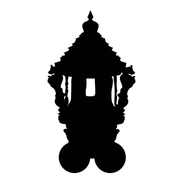 theru carrinho silhueta, Templo carro, Therottam, templo hindu theru Festival - Vetor, Imagem