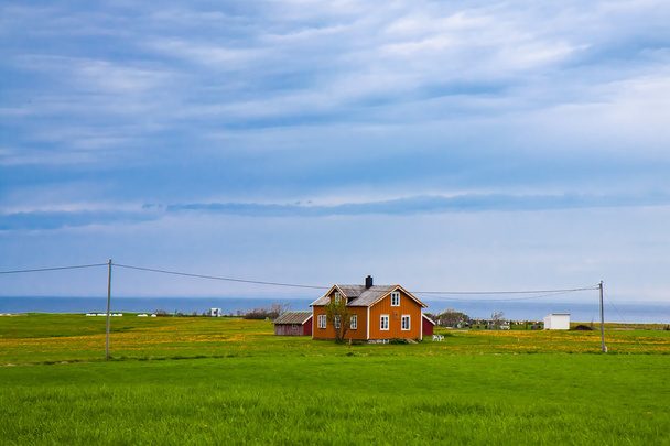 Norwegian traditional alone house in countryside - Photo, Image