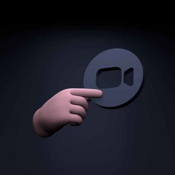 Hand holding video call icon. 3d render illustration. High quality 3d illustration - Фото, изображение