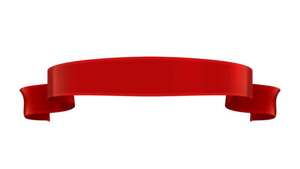 Červené stuhy realistická kompozice s barevným izolovaným obrazem slavnostního tvaru válce na slepém pozadí vektorové ilustrace - Vektor, obrázek