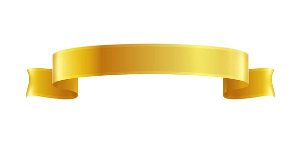 Rubans dorés composition réaliste avec image isolée colorée de forme de bobine festive sur fond blanc illustration vectorielle - Vecteur, image
