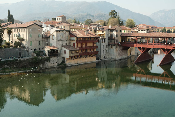 The old lakeside buildings in Bassano del Grappa, Italy - Foto, afbeelding