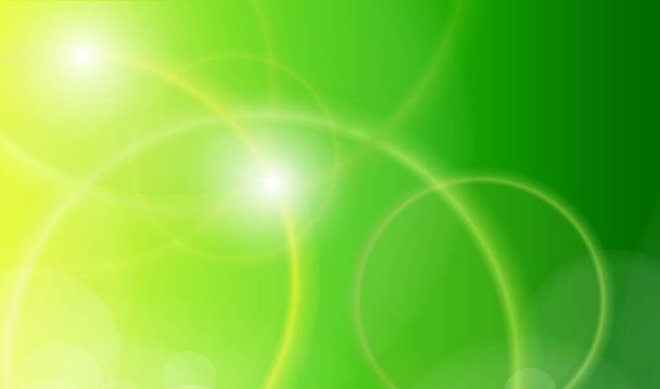 Abstract green sunny background, circle bokeh pattern over green back, fresh spring or summer vector background. - Vektor, Bild