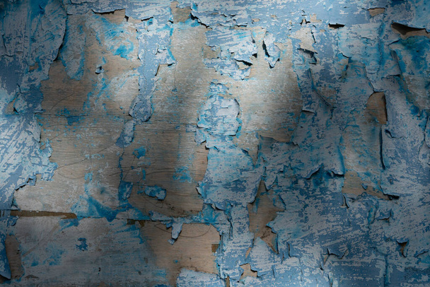 A closeup shot of an old blue weathered wooden wall texture - Foto, afbeelding