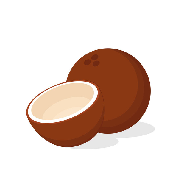 Половина кокоса. Кокосовый вектор на белом фоне. Реалистичная векторная иллюстрация на белом фоне. - Вектор,изображение