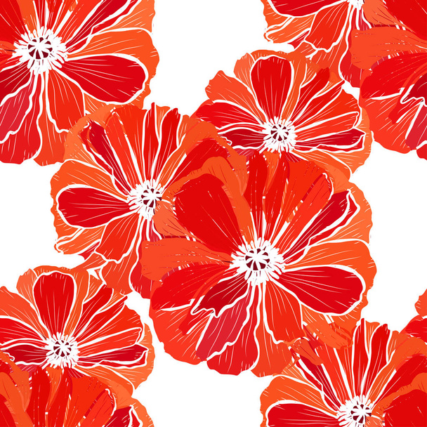 Elegant seamless pattern with poppy flowers, design elements. Floral  pattern for invitations, cards, print, gift wrap, manufacturing, textile, fabric, wallpapers - ベクター画像