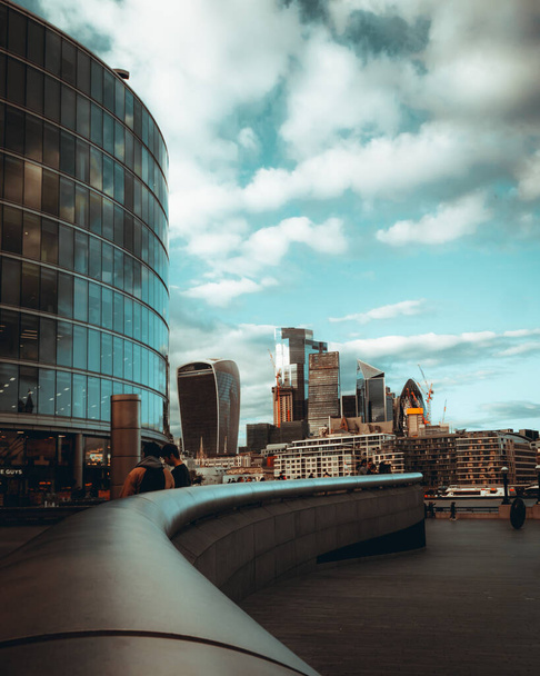 A vertical shot of modern tall buildings in London on a gloomy da - Фото, зображення