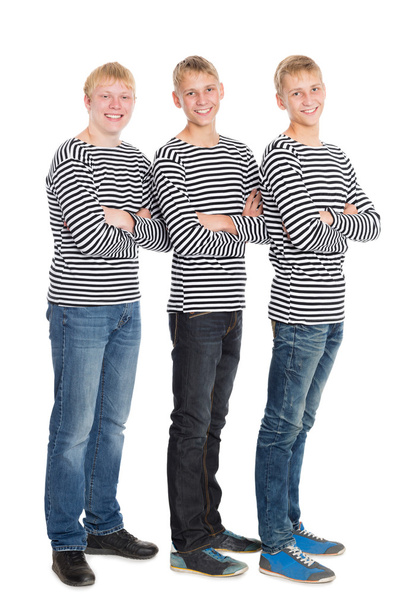 Handsome boys in a striped shirts  - Fotó, kép