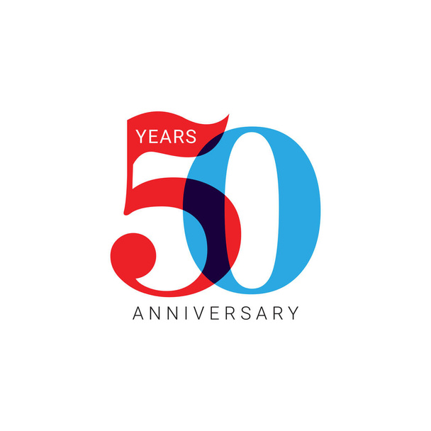 誕生日、招待状、結婚式、記念日、グリーティングカードイラストのための50周年記念ロゴ、ベクトルテンプレートデザイン要素. - ベクター画像