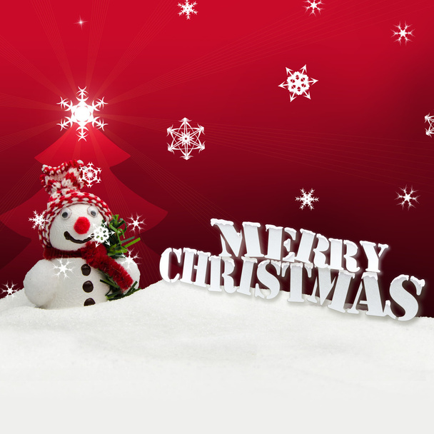 kardan adam Merry Christmas kırmızı - Fotoğraf, Görsel