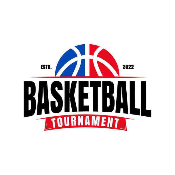 American Sports Basketball club logo, basket club. Torneo di basket emblema del club, modello di design su sfondo bianco - Vettoriali, immagini