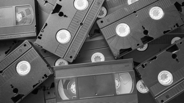 Hromada kazet z VHS. Video Domácí páskové kazety. - Fotografie, Obrázek