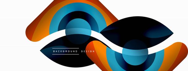 Abstract background with color geometric shapes. Beautiful minimal backdrop with round shapes circles and lines. Geometrical design. Vector illustration - Vector, Image