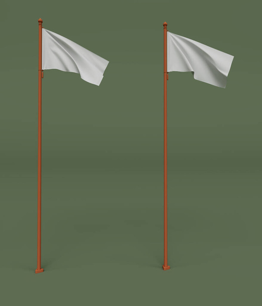 3d render of Flagpole isolated on Pastel background, 3d background minimal scene for flag mockup - 写真・画像