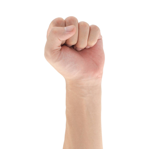 Fist gesture isolated on white background, Clipping path Included. - Fotoğraf, Görsel