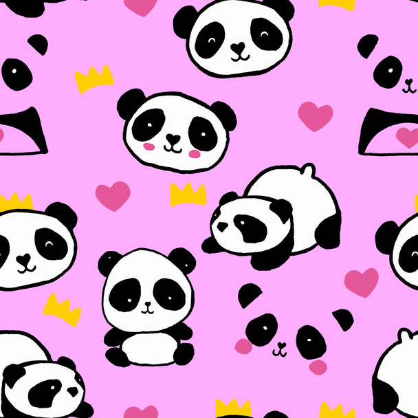 panda. set of pandas for girls and boys. funny drawing of bears - Фото, изображение