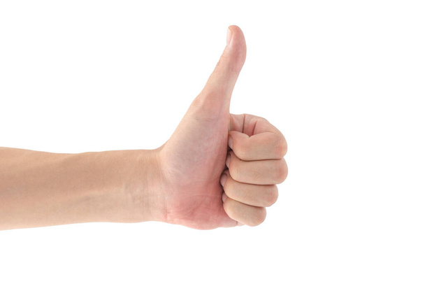 Thumb up isolated on white background, Clipping path Included. - Фото, зображення