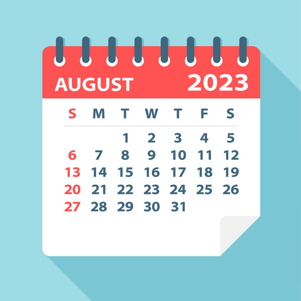 August 2023 Calendar Leaf - Vector Illustration - Vector, Image