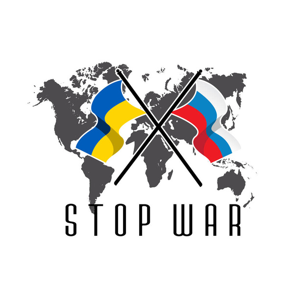 ロシアとウクライナの紛争世界大戦のロゴデザインベクトルイラストストップ戦争と平和を作る - ベクター画像