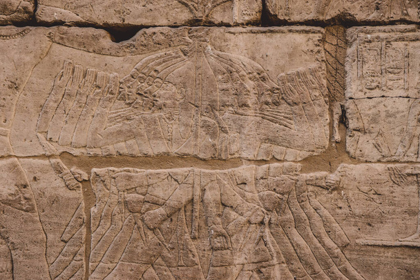Ancient Egyptian Drawings of the Medinet Habu Mortuary Temple of Ramesses III near Luxor, Egypt - Фото, зображення