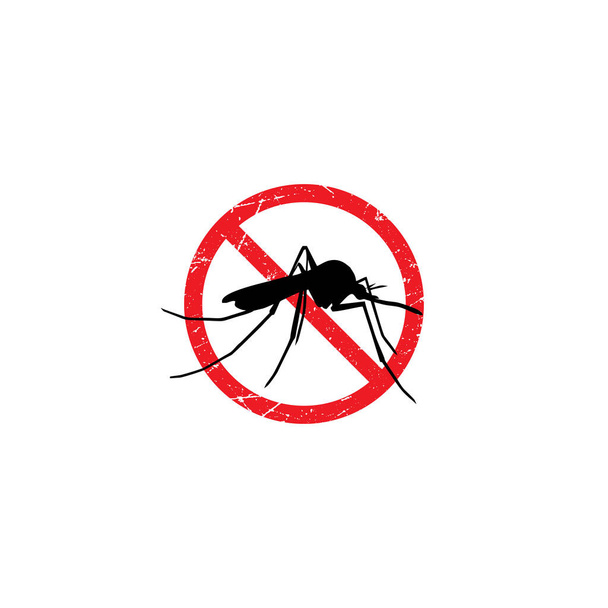 σύμβολο anti κουνούπι με κόκκινο απαγορευμένο σημάδι διάνυσμα πρότυπο - Διάνυσμα, εικόνα